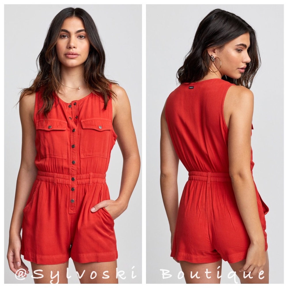 🔥Rvca Rompers TAUREN POPPY RED NWT - Picture 1 of 9